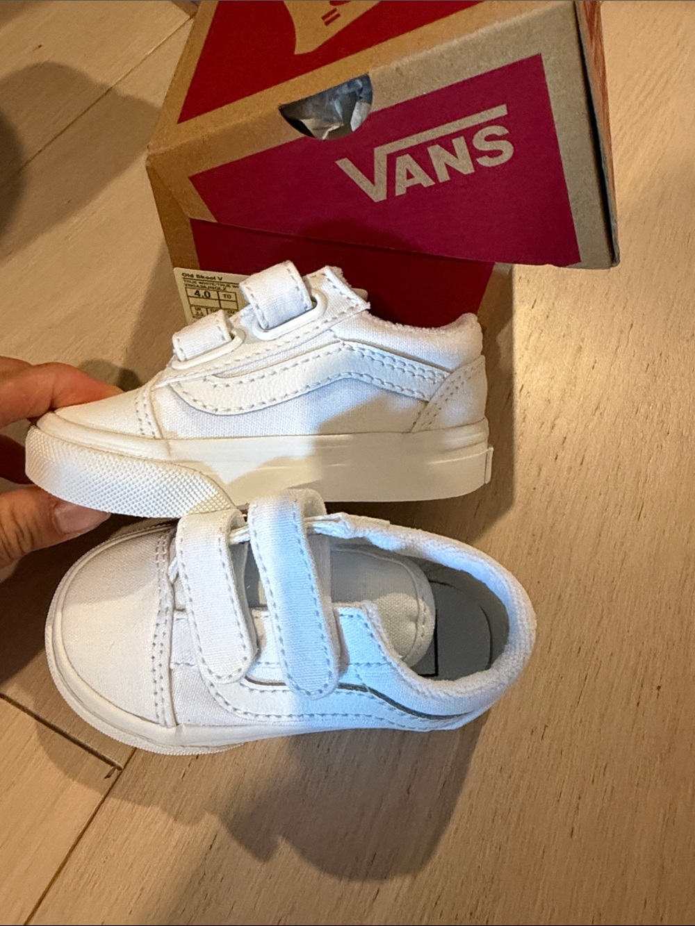 Vans Kids White Velcro Sneakers